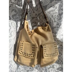 Vintage Betsey Johnson Leather Studded Purse  Bag Large Boho Y2K Pink Lining